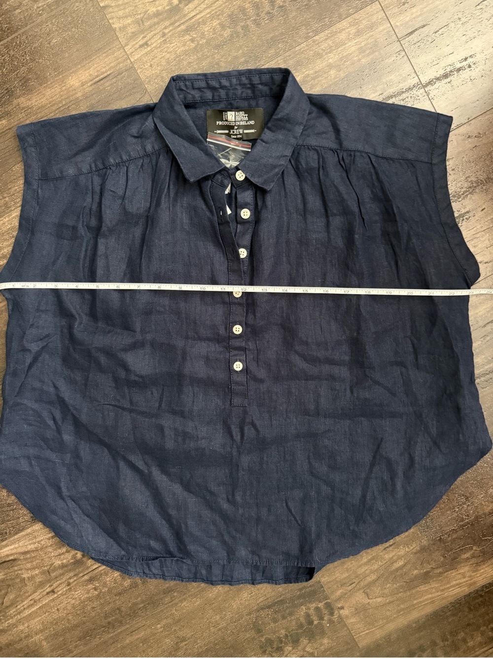 NWT J.Crew Baird McNutt Irish Linen Navy Popover Top XS Collared - Picture 5 of 10